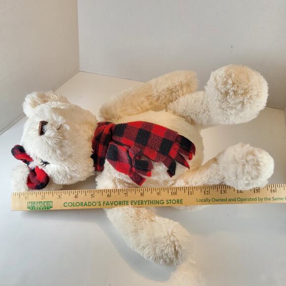 JOANN J Bear Plush Cream Teddy 16" Red Plaid Scarf Bow Stuffed Animal Toy - Picture 7 of 9